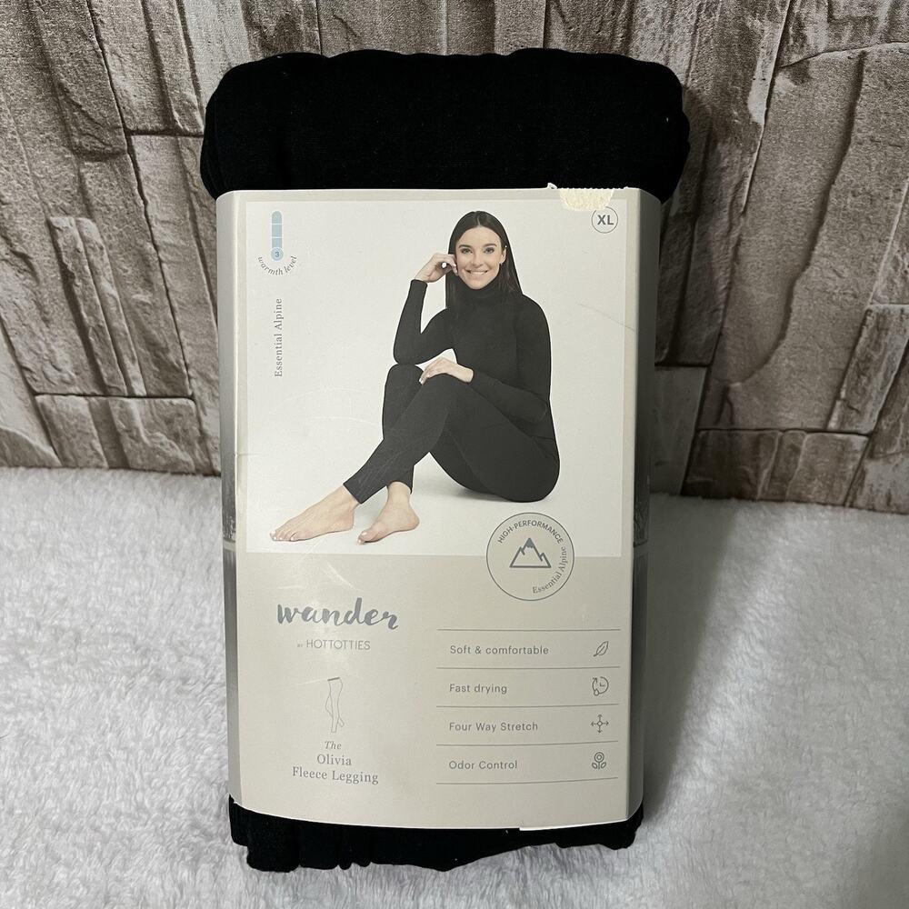 Wander By Hotties Olivia Fleece Leggings Soft Comfortable NWT Black Size XL